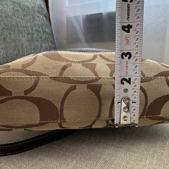 COACH Signature 2 Way‎ Shoulder Crossbody Bag Canvas Leather F13674 Brown - Picture 12 of 12